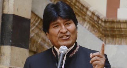 Evo Morales tras la reuni&oacute;n con la delegaci&oacute;n estadounidense.