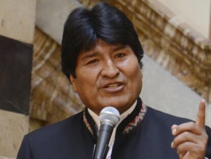 Evo Morales tras la reuni&oacute;n con la delegaci&oacute;n estadounidense.