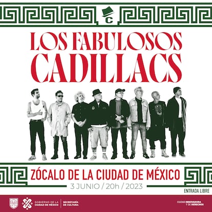 Imagen promocional del concierto de Los fabulosos Cadilacs en el Zócalo de Ciudad de México.