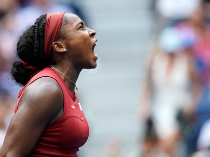 Coco Gauff, of the United States, celebrates after defeating Caroline Wozniacki, of Denmark, during the fourth round of the U.S. Open tennis championships, Sunday, Sept. 3, 2023, in New York