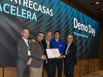 Francesc Muñoz, CIO de Cuatrecasas; Francisco Guillén y Enrique Lizaso, cofundadores y directores de BlockTac; Carlos Matilla, CEO de FuVex, y Rafael Fontana, presidente ejecutivo de Cuatrecasas.