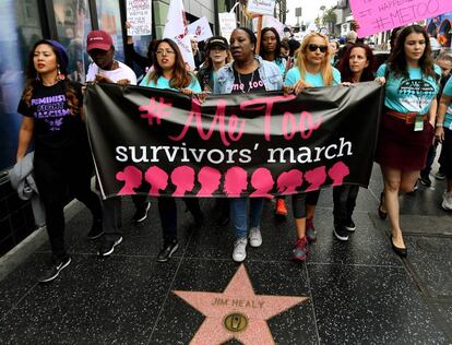 Marcha de protesta en Hollywood, California del movimiento  #metoo