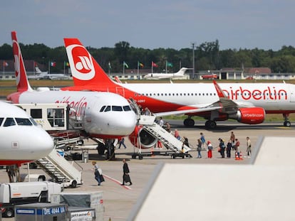Aviones de Air Berlin en el aeropuerto de Tegel, en la capital alemana.