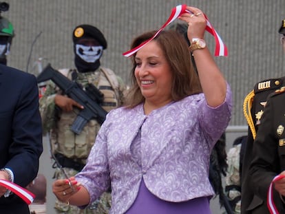 Dina Boluarte, durante un acto público.