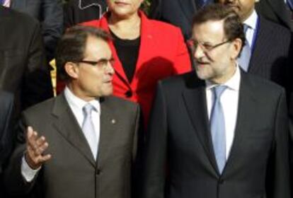 Los presidentes de Catalu&ntilde;a y Espa&ntilde;a, Artur Mas y Mariano Rajoy.