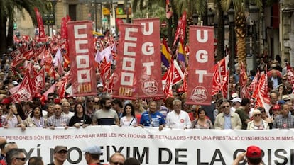 Manifestación del Primero de Mayo en Valencia.