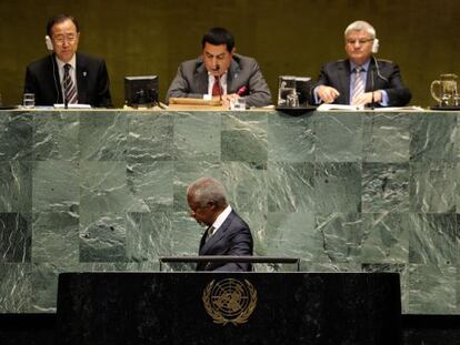 Kofi Annan, ante la Asamblea General de la ONU, el 7 de junio.