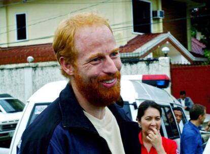 El trabajador de la Cruz Roja, Andreas Notter, pocas horas después de su liberación.