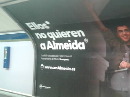 Monedero e Iglesias, en uno de los carteles promocionales del candidato del PP al Ayuntamiento de Madrid. 