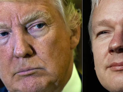 El presidente electo de EE UU, Donald Trump, y el fundador de Wikileaks, Julian Assange.