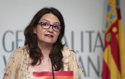 La vicepresidenta y portavoz del Consell, Mónica Oltra, tras el pleno de los viernes.