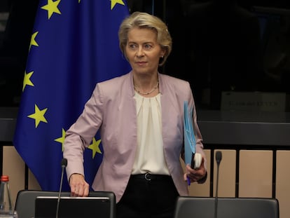 La presidenta de la Comisión Europea, Ursula von der Leyen, en Estrasburgo, este martes.