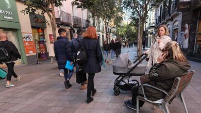 La calle Fuencarral, en Madrid, peatonalizada en 2008.