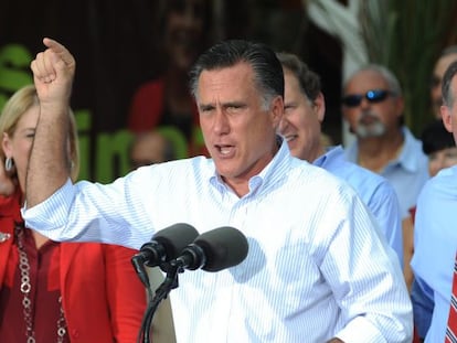 El candidato republicano, Mitt Romney, el lunes en un mitin en Miami. 