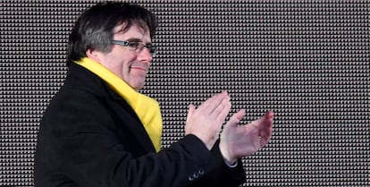 L'expresident de la Generalitat, Carles Puigdemont, durant una manifestació a Brussel·les.