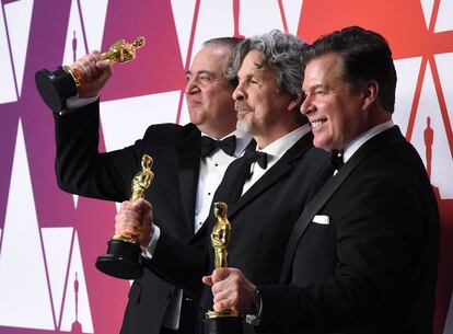 Los creadores de 'Green Book', vencedora del premio a Mejor Película: Nick Vallelonga, Peter Farrelly y Brian Currie