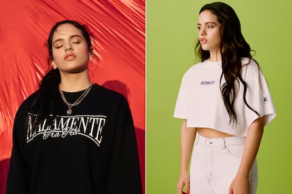 La primera colaboración de Rosalía con una marca de moda se hizo realidad en noviembre de 2018, cuando presentó Pull & Bear x Rosalía, una colección urbana para la firma de Inditex en la que se veían chándales, pantalones, crop-tops y sudaderas y camisetas con mensajes como "Tra Tra" o "Malamente". Era justo el momento en el que ese hit había salido a la luz, se acababa de presentar su segundo álbum de estudio, El mal querer, donde su giro del flamenco a la música urbana se hacía patente. En mayo de 2019 la colaboración con Pull & Bear se repitió, con una nueva colección en la que la pieza estrella fue un mono que la propia artista llevó al festival de Coachella.