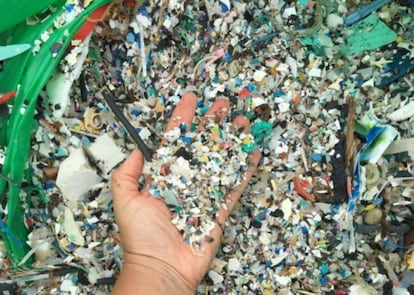 Plastic collected from a beach in Tenerife.