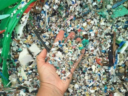 Plastic collected from a beach in Tenerife.