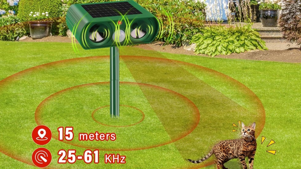 Repelente para gatos que emite un sonido imperceptible para las personas.