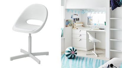 La silla de estudio de la gama Loberget de Ikea, pese a su estructura simple, es capaz de soportar más de 100 kg.