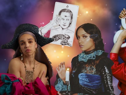 Fka Twigs, portada de Jenny Hval basada en el tarot, Princces Nokia en la portada de 'Cultured' y Natasha Khan en una imagen promocional de 'Lost Girls'.
