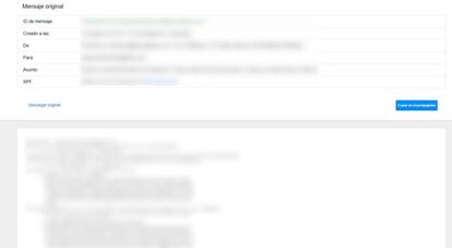 En el botón de la izquierda "descargar original" podemos guardar en el PC el correo