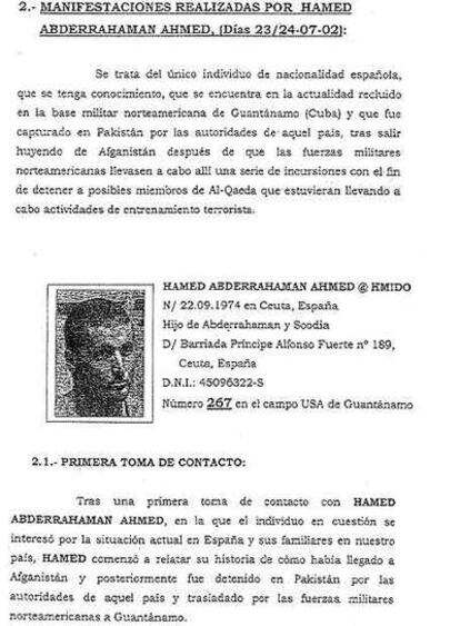 Ficha del ciudadano ceutí interrogado.