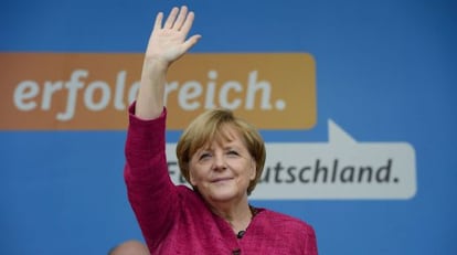 Merkel, el sábado, en el cierre de su campaña en Stralsund.