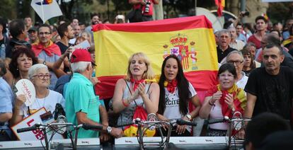 Protesters at the demonstration in Barcelona.