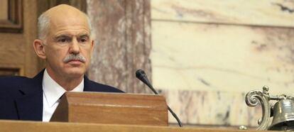 Yorgos Papandreu, en una sesi&oacute;n en el Parlamento griego.