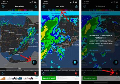 Alertas de lluvias en el móvil.