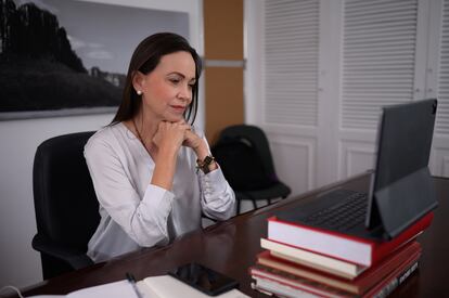 María Corina Machado, durante la entrevista en su oficina de Caracas, (Venezuela). 