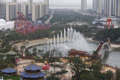 Vista de parte del parque de atracciones de Wanda en Nanchang.