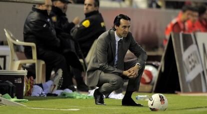 Emery, durante el partido contra el Zaragoza..