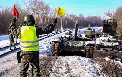 Un tanque en la región rusa de Voronezh este miércoles.