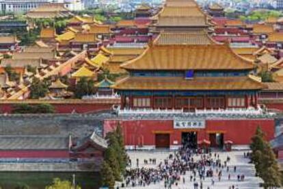 Entrada norte a la Ciudad Prohibida, en Pekín, vista desde el mirador del parque Jingshan.