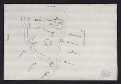 Mapa enviado por el párroco de Fermoselle al geógrafo de Carlos III, Tomás López, con su término municipal.