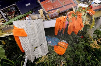 Restos del avión de Malaysia Airlines MH17 que fue derribado al este de Donetsk (Ucrania). 19 de julio de 2014.