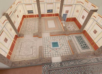 Recreación digital de una de las salas interiores de la villa romana de Antequera.