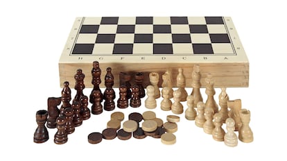 Tablero de ajedrez de madera, tamaño mini