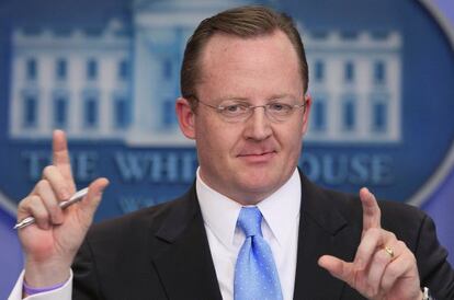 Robert Gibbs, durante la rueda de prensa diaria en la Casa Blanca