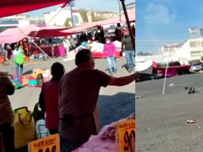 Fotograma de video en redes sociales sobre el enfrentamiento en un mercado en Cuautitlán Izcalli el 16 de enero 2023