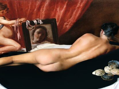 Homenaje a las ostras en una interpretación del <i>Venus del espejo </i><b>de Velázquez.</b>