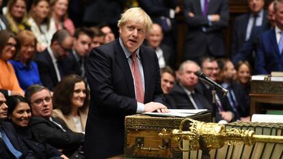 El primer ministro británico, Boris Johnson, este martes en el Parlamento.