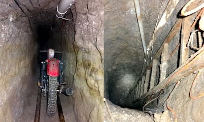 El túnel con la moto por donde se escapó El Chapo.