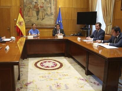 Yolanda Díaz, ministra de Trabajo, en una reunión con los agentes sociales el 25 de junio en Madrid.