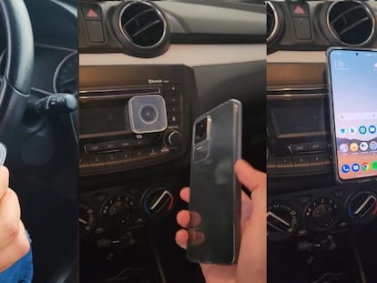 Este minisoporte de móvil para el coche es de gel, barato y multiusos