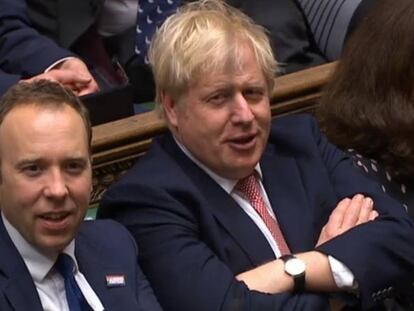 Boris Johnson, durante la votación en la Cámara de los Comunes, este jueves. 