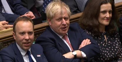 Boris Johnson, durante la votación en la Cámara de los Comunes, este jueves. 